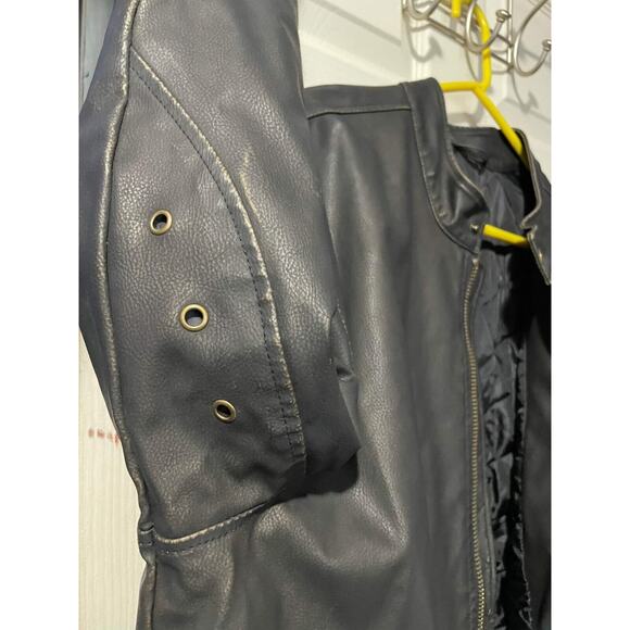 SF/415 PU Faux Leather Cafe Racer Biker Jacket Mens Size XXL black insulated - Picture 5 of 7